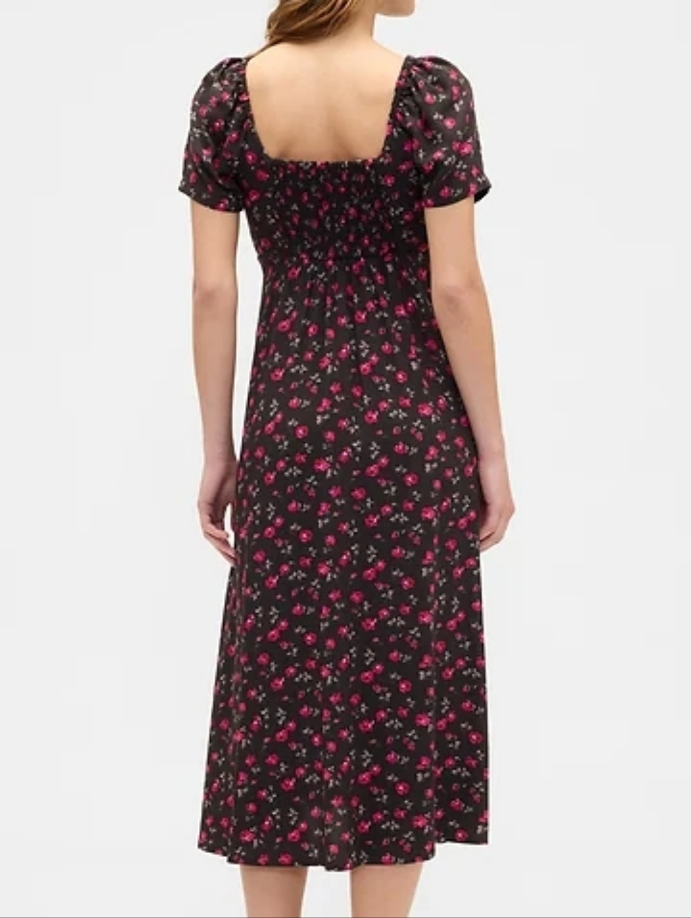 NWT - GAP Brown Floral Puff Short Sleeve Midi Dress - Size XXL - Picture 3 of 16